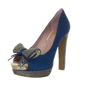 Vince Camuto Women's Grady Pump High Heel Ocean Blue & Gold Goddess Size 8